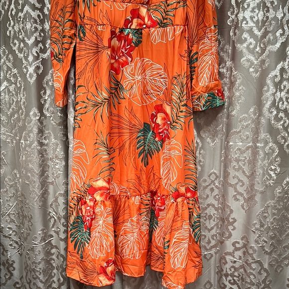 Tropical Orange Floral Dress Size XL - Picture 4 of 6